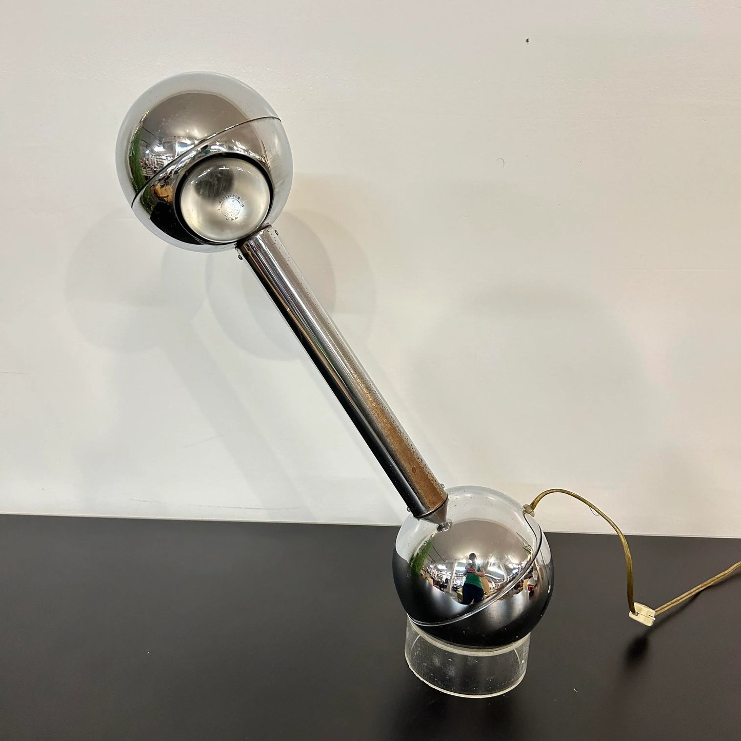 Chrome and Lucite Barbell Table Lamp by George Kovacs