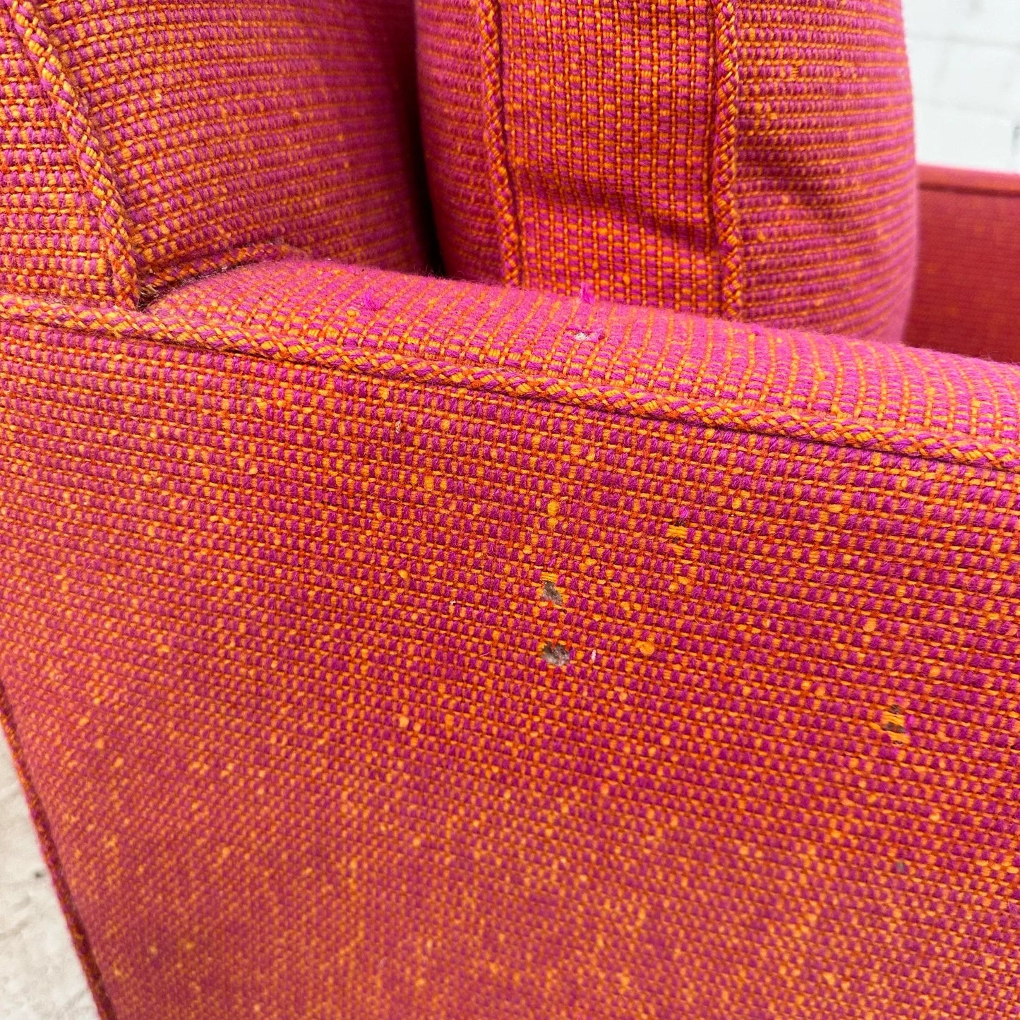 Pair of Red Edward Wormley for Dunbar Lounge Chairs With Ottoman