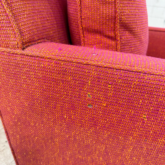 Pair of Red Edward Wormley for Dunbar Lounge Chairs With Ottoman