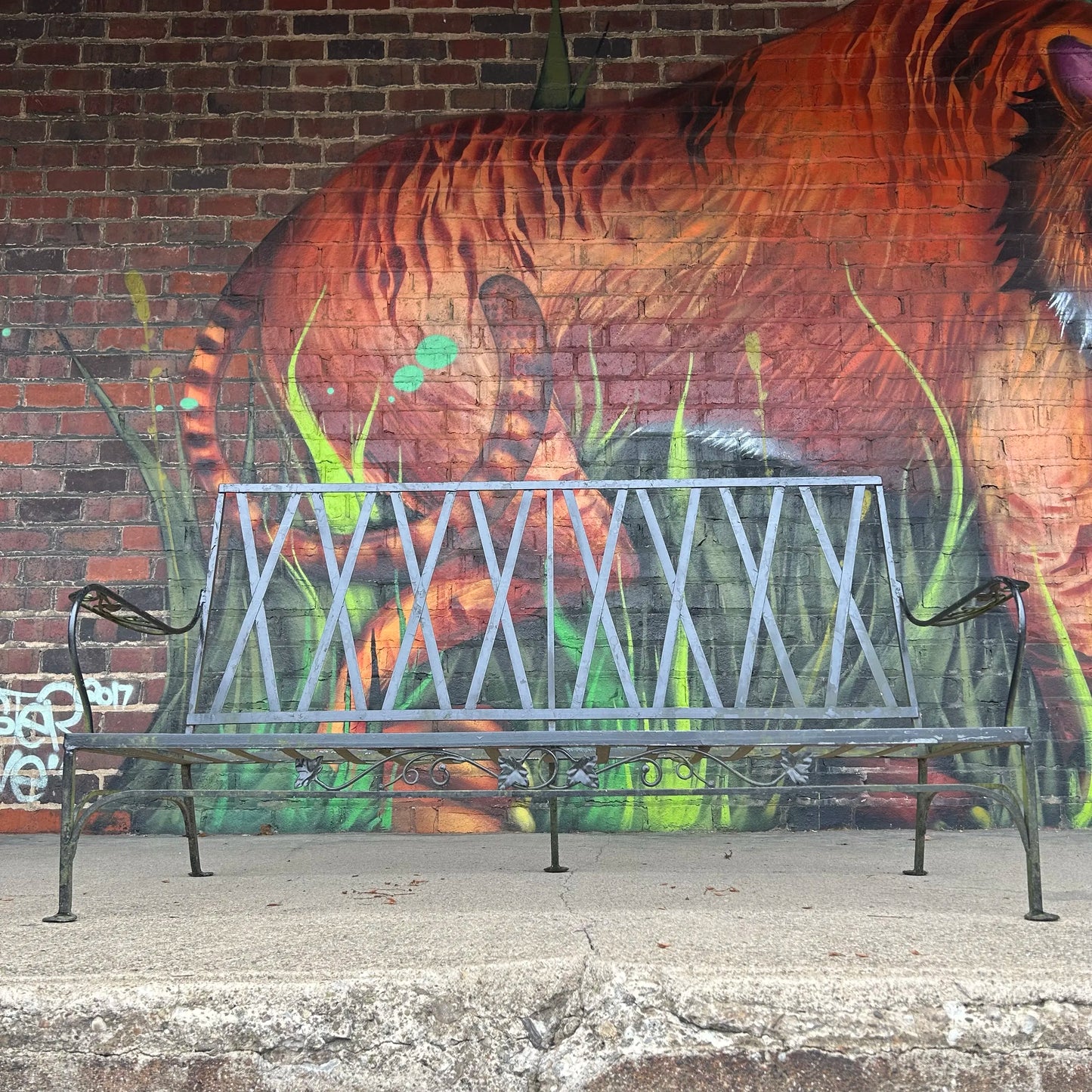 Mid 20th Century Early Heavy Weight Salterini Wrought Iron Patio Sofa, Attributed