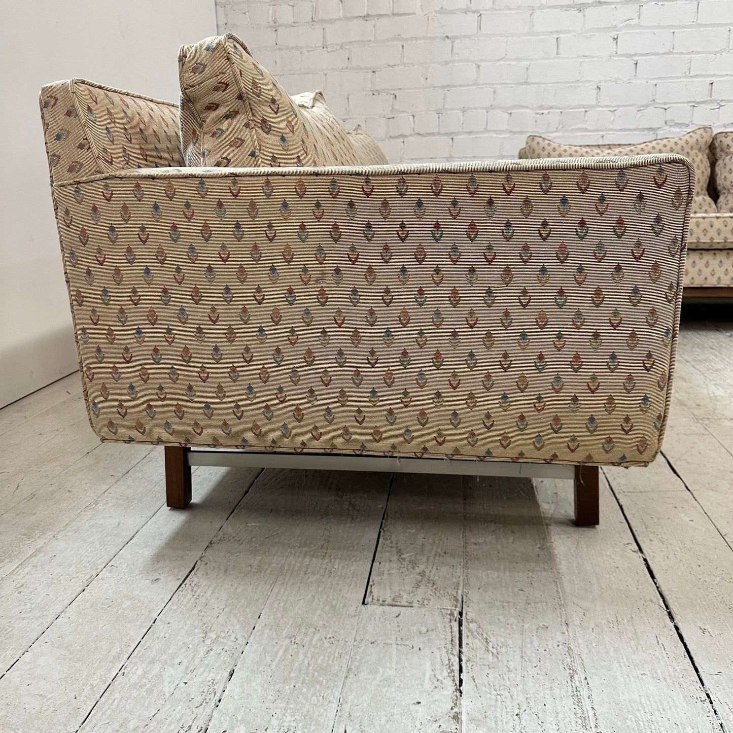 Paul McCobb for Calvin Sectional Sofa Walnut Legs Aluminum Cross Bars