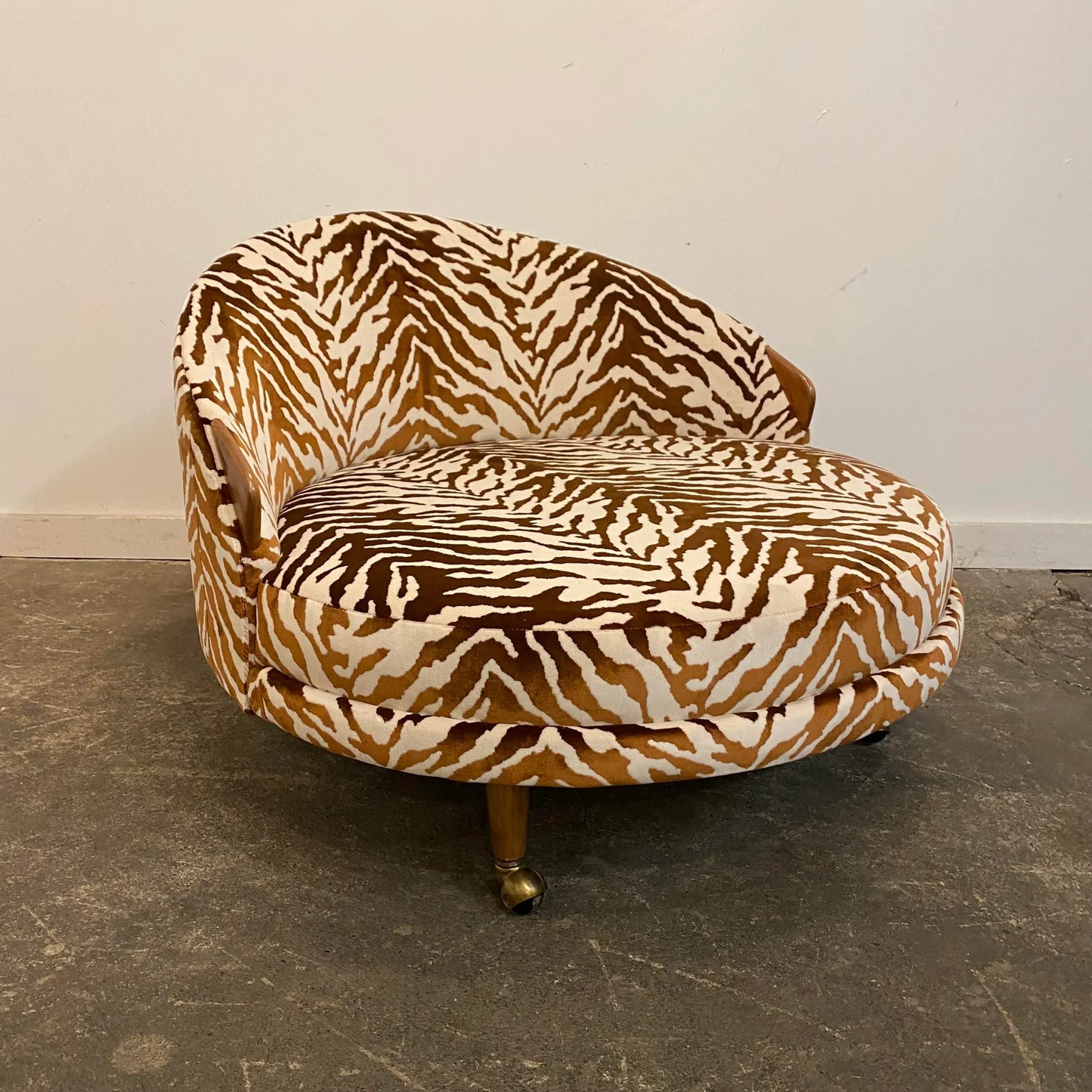 Adrian Pearsall Havana Chaise Lounges Reupholstered Zebra Chair on Casters