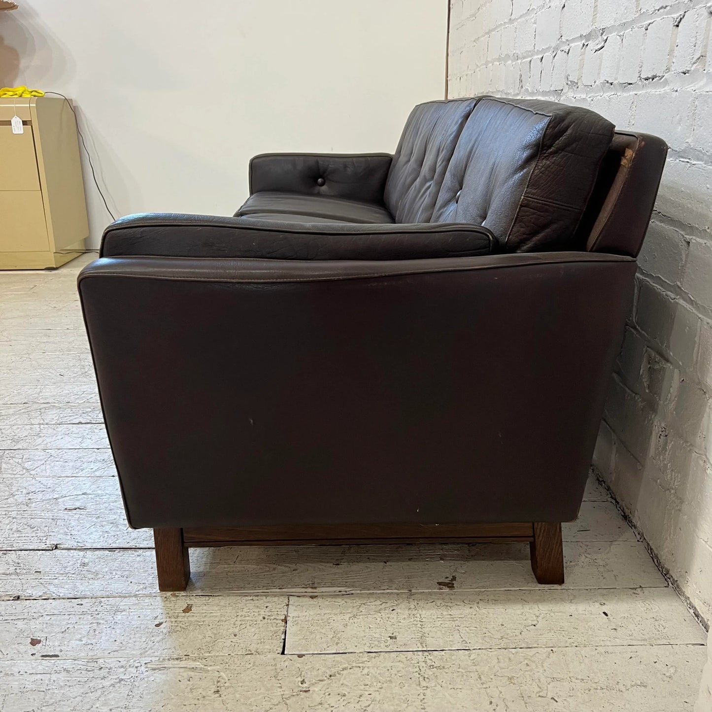 Mid Century Børge Mogensen Style Brown Leather Sofa