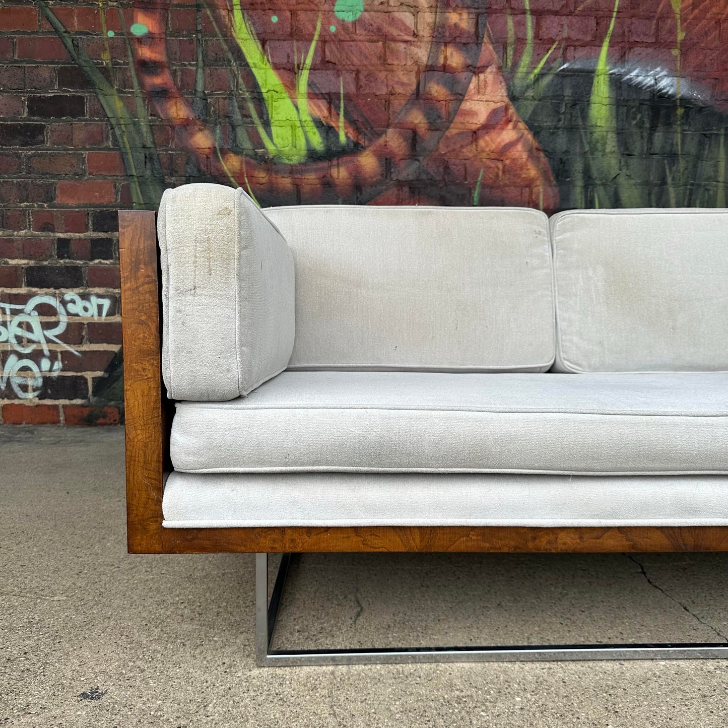Milo Baughman for Thayer Coggin Burlwood Case Sofa Mid-Century Modern