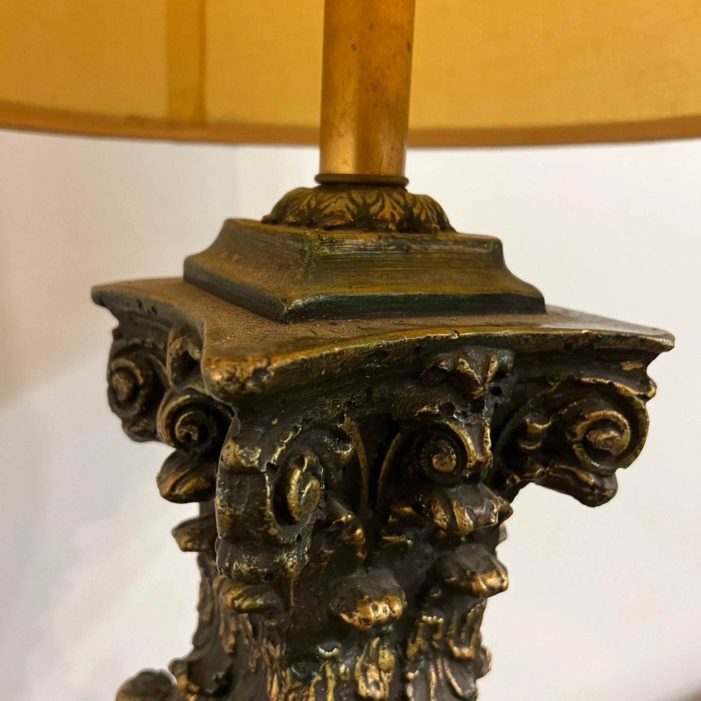 Mid-20th Century Large Ornate Gold and Bronze Lamp Plaster Column