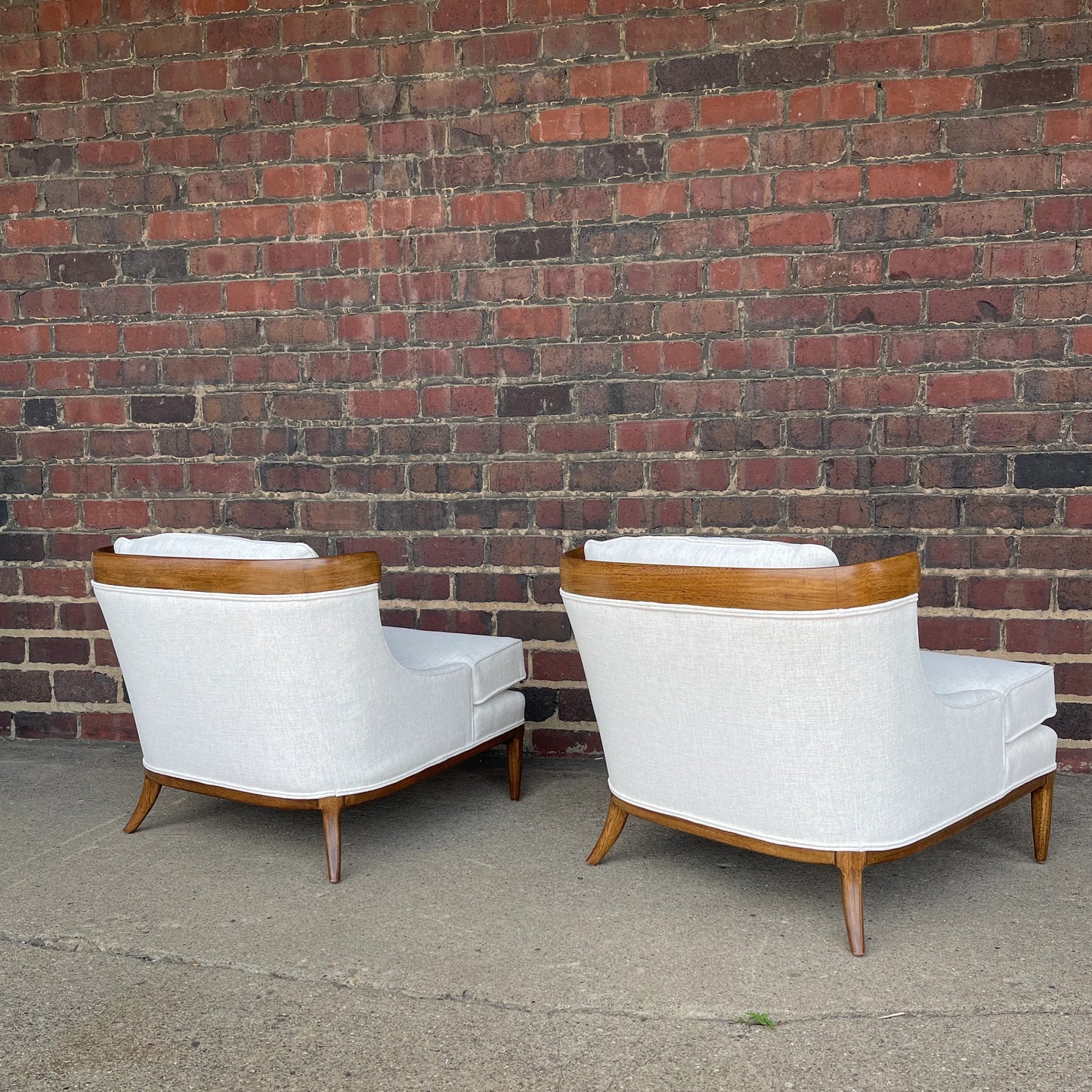 Tomlinson Sophisticate Slipper Chairs Refinished and Reupholstered in Crypton Fabric