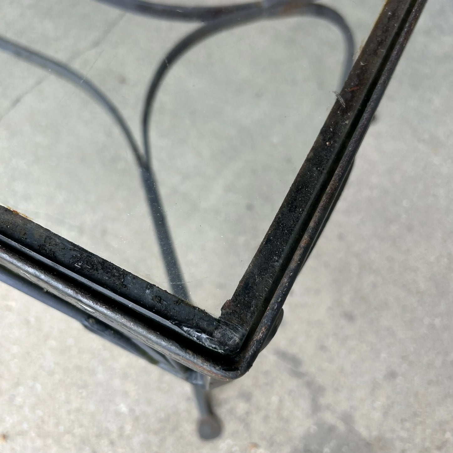 Mid 20th Century Salterini Outdoor Patio Iron and Glass Dining Table, Attributed