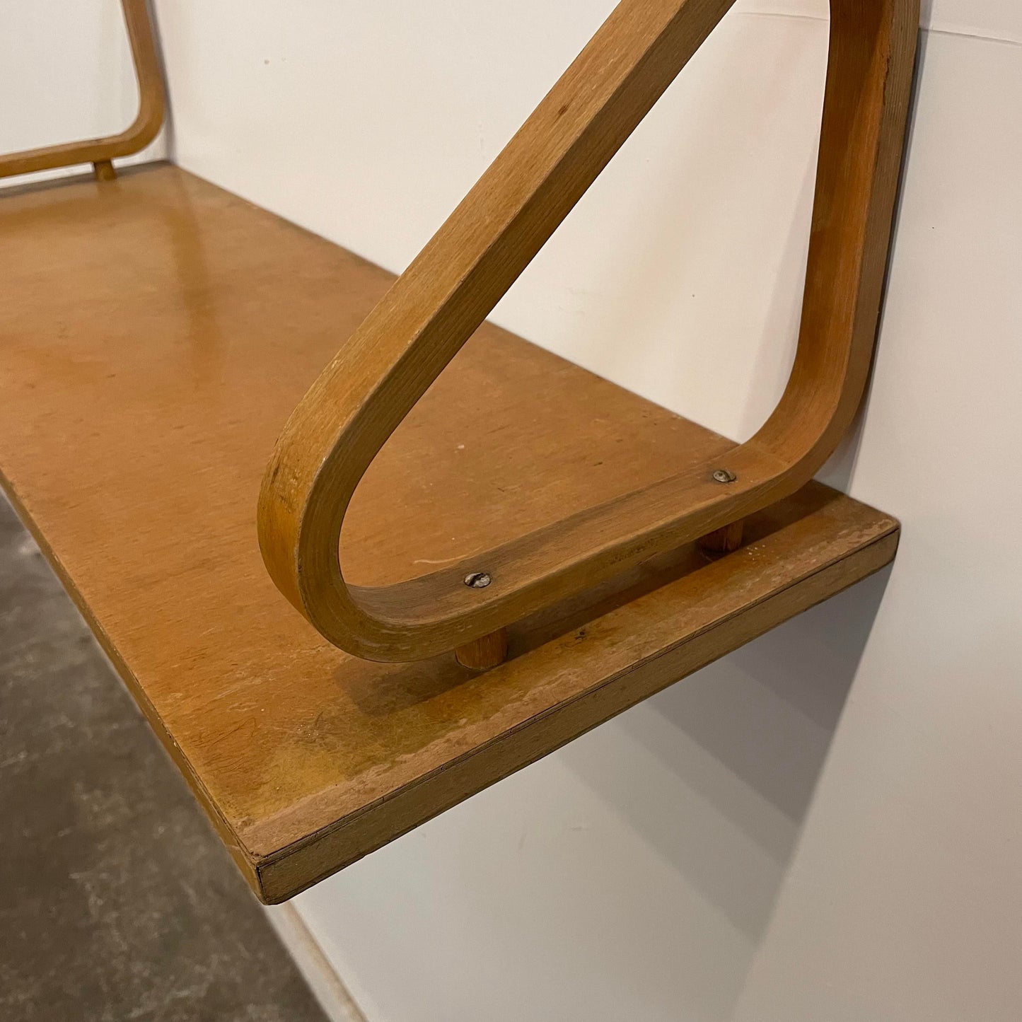 Mid 20th Century Vintage Mid-Century Modern Alvar Aalto Designed Wall Shelf Birds Eye Maple Bent Wood