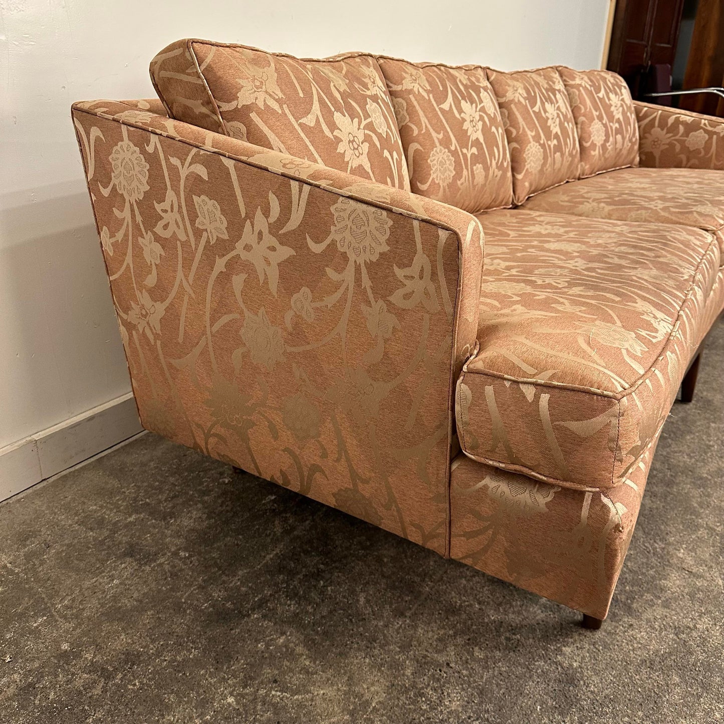 Mid Century Modern Curved Sculpted Walnut Sofa