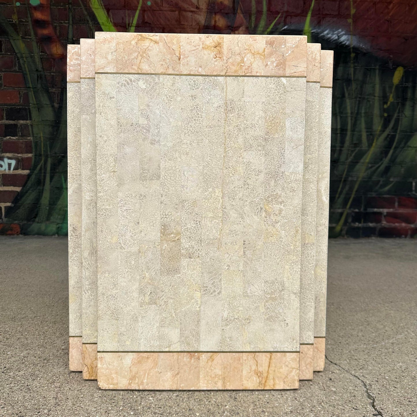 Maitland-Smith Tessellated Marble Stone Pedestal