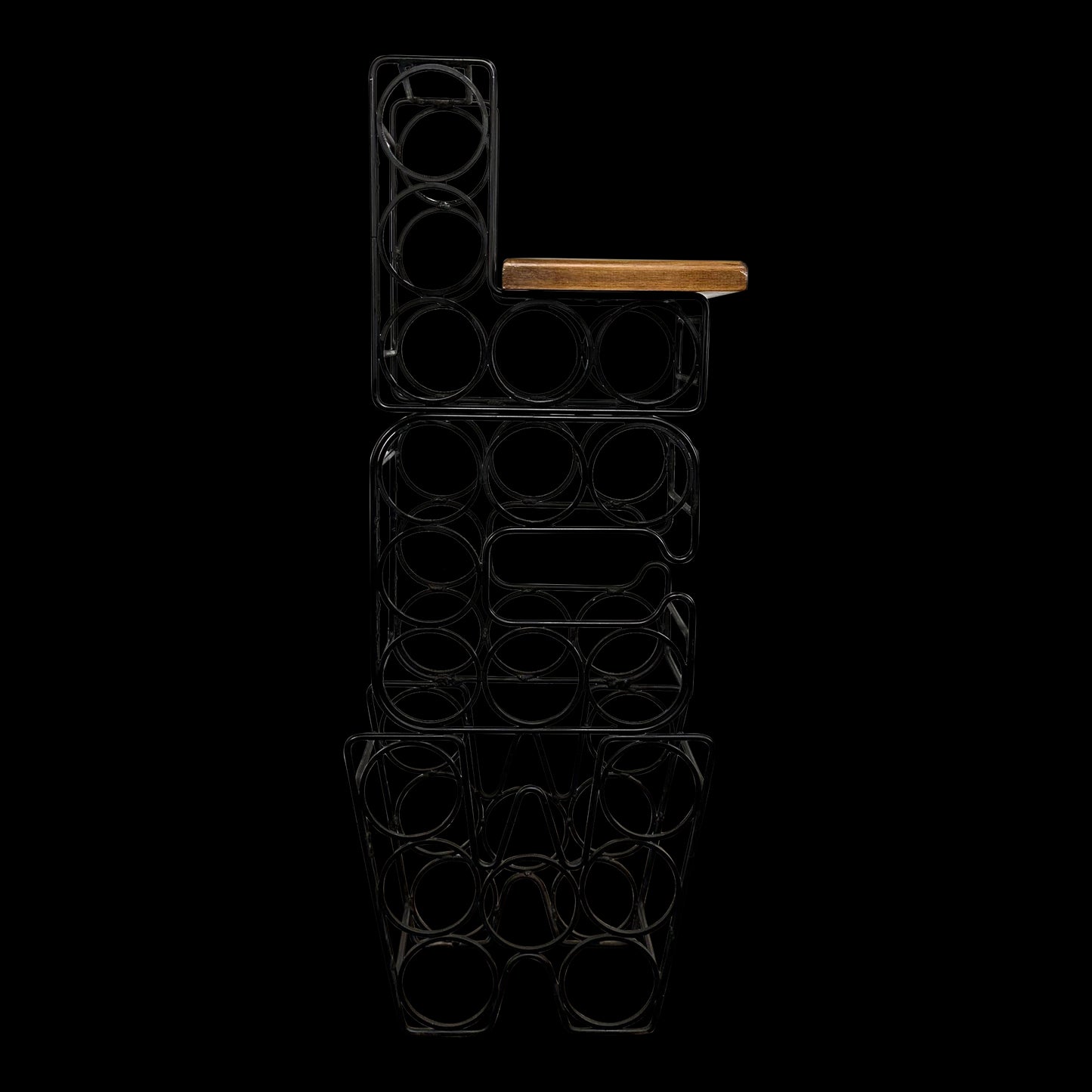 Arthur Umanoff Style Iron & Wood Wine Rack