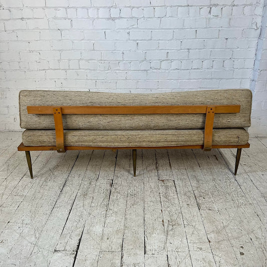 Mid Century Modern Brass Leg Daybed Sofa