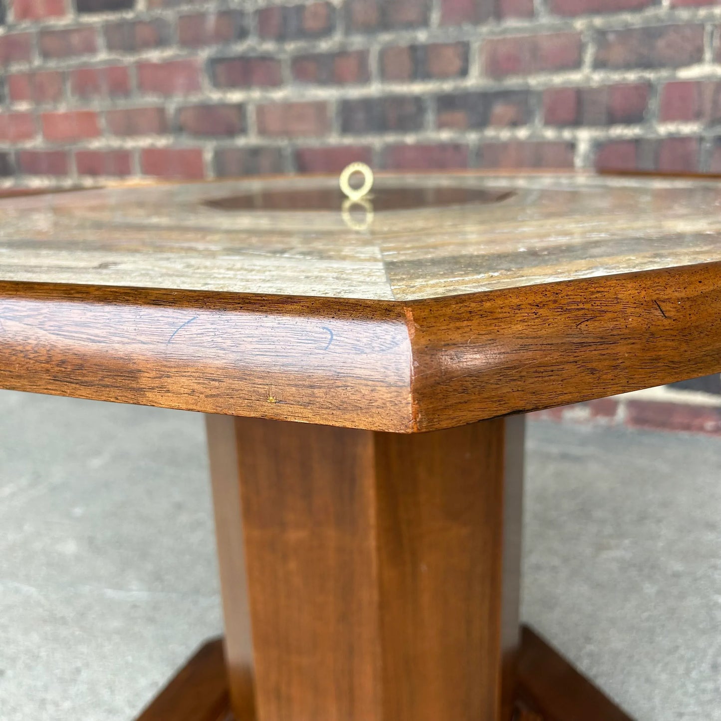 Octagonal Marble Top Game Table Possibly Harvey Probber Hidden Compartment