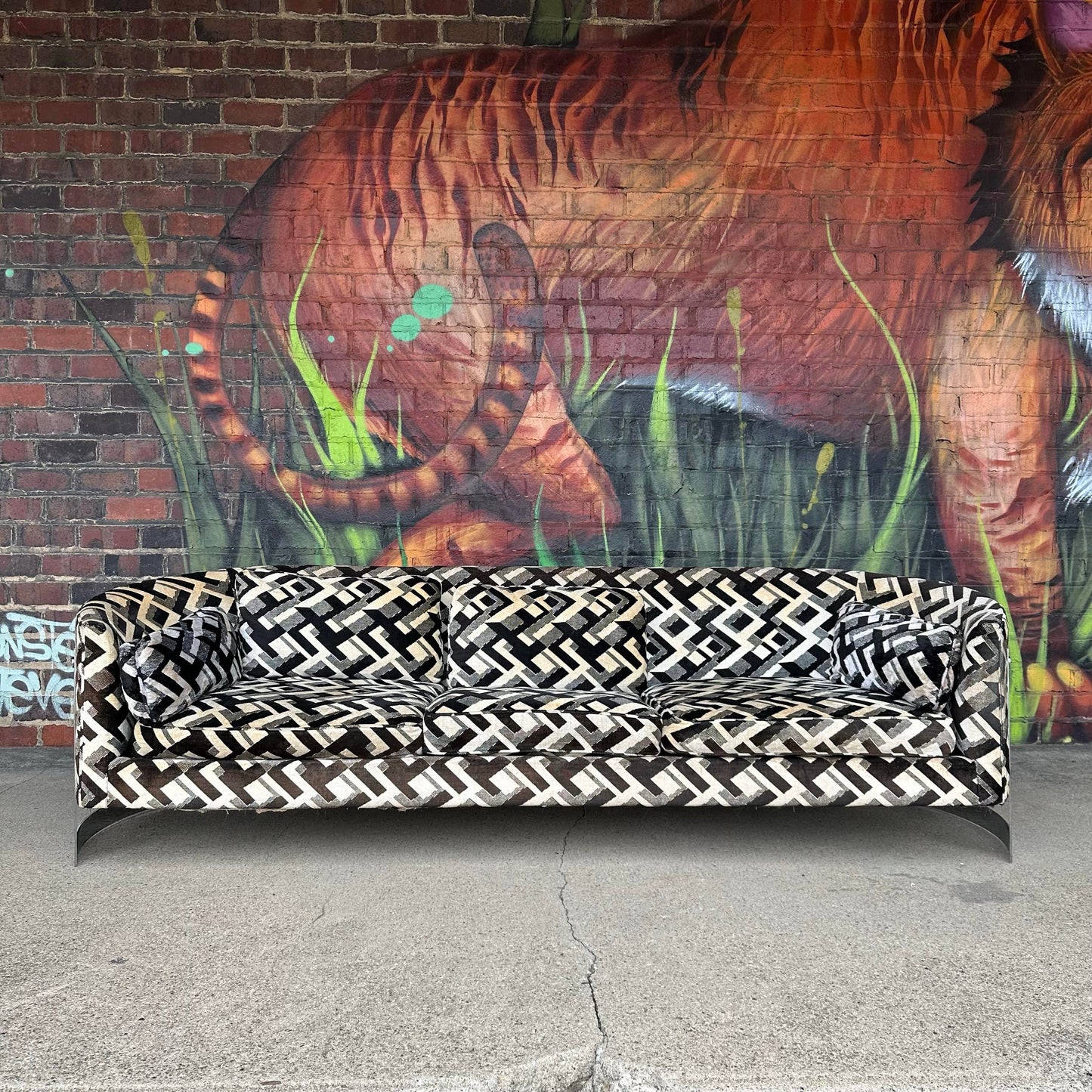 Mid-Century Modern Chrome Sofa by Flair in the Style of Milo Baughman