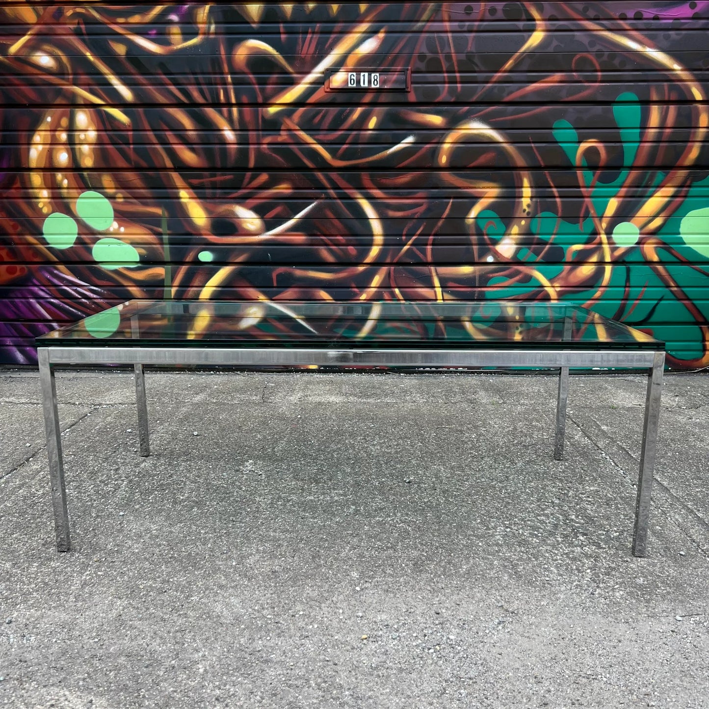 Florence Knoll Mid Century Modern Rectangular Glass and Chrome Coffee Table