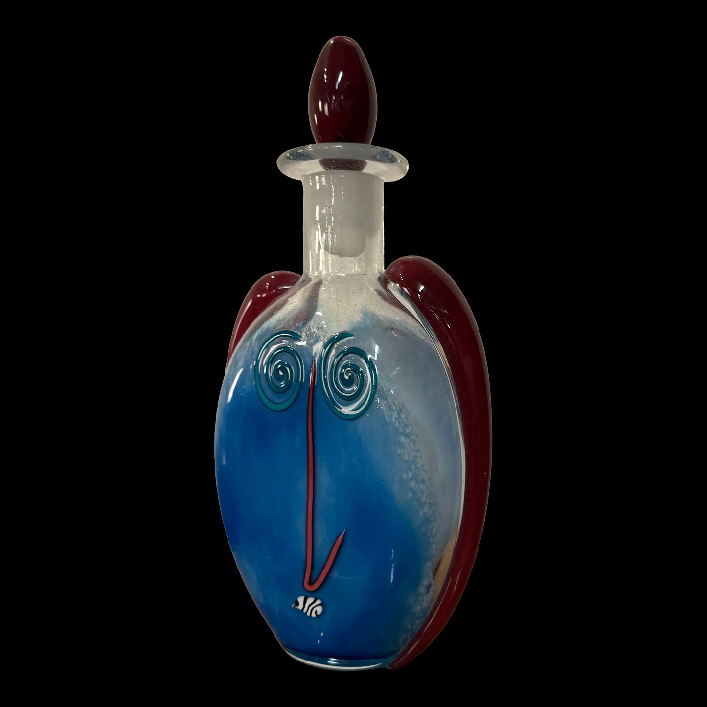 1993 Fineline Studios by Kerry Feldman Handblown Glass Decanter With Face