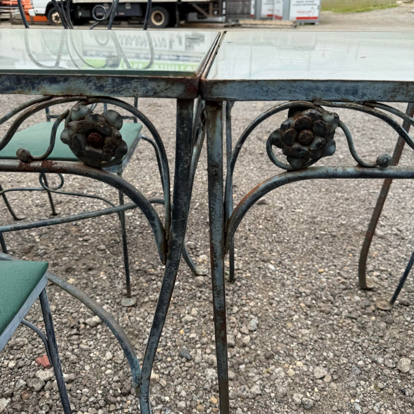 Massive Salterini Wrought Iron Glass Patio Dining Set