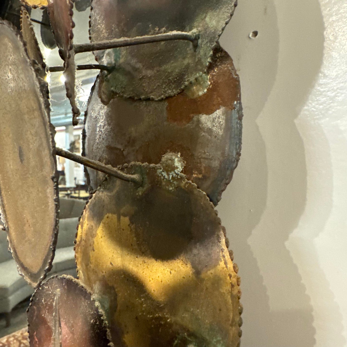 Curtis Jere Brutalist Mixed Metals Raindrops Mirror