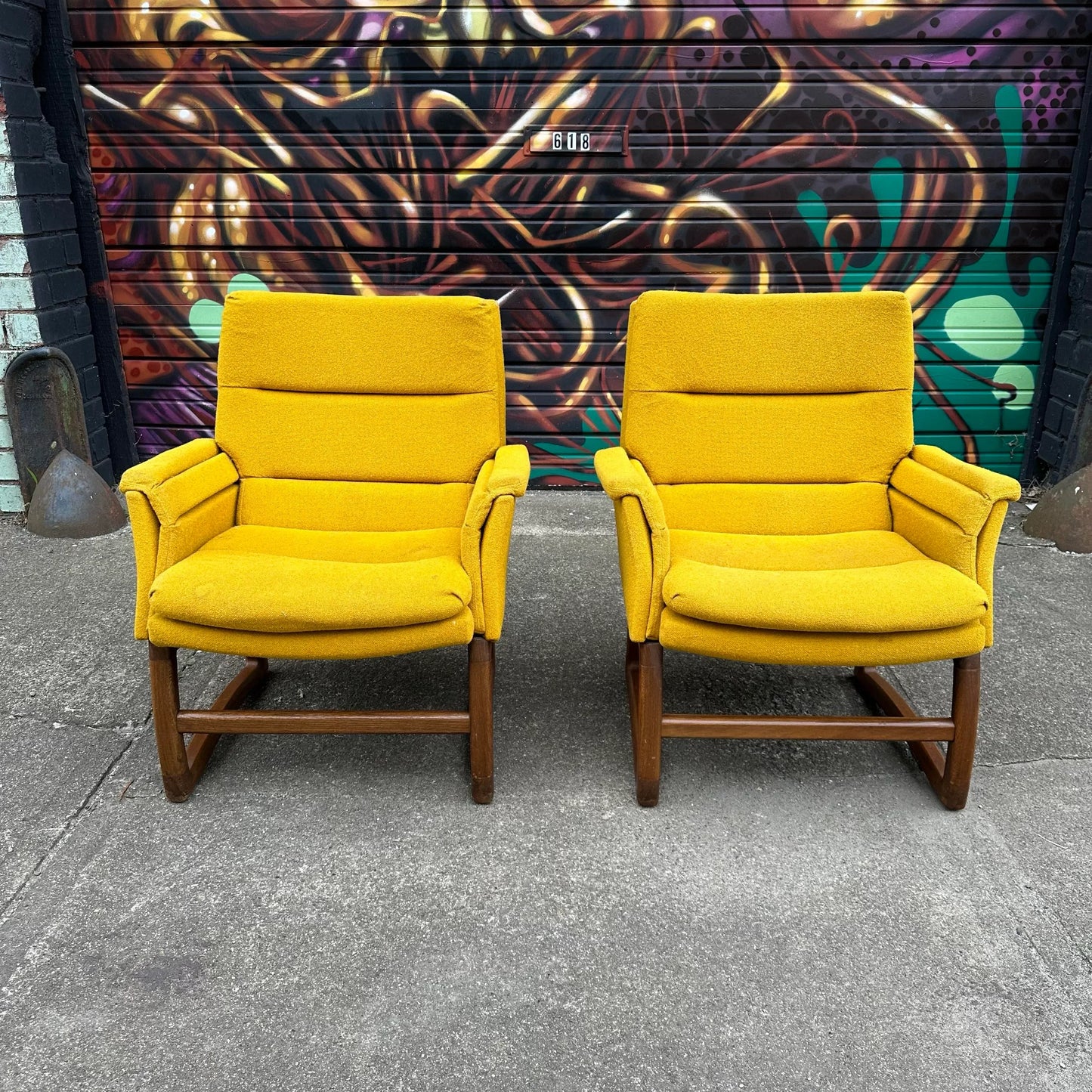 Pair of Pearsall-Style Arm Club Chairs