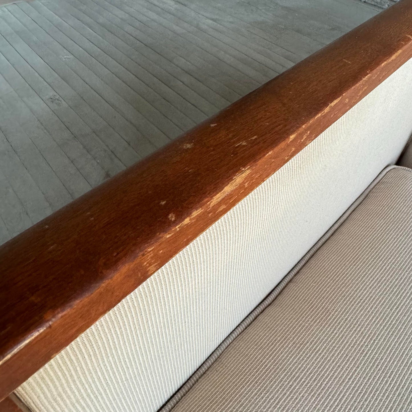 Pair of Cube Lounge Chairs Wood Trim