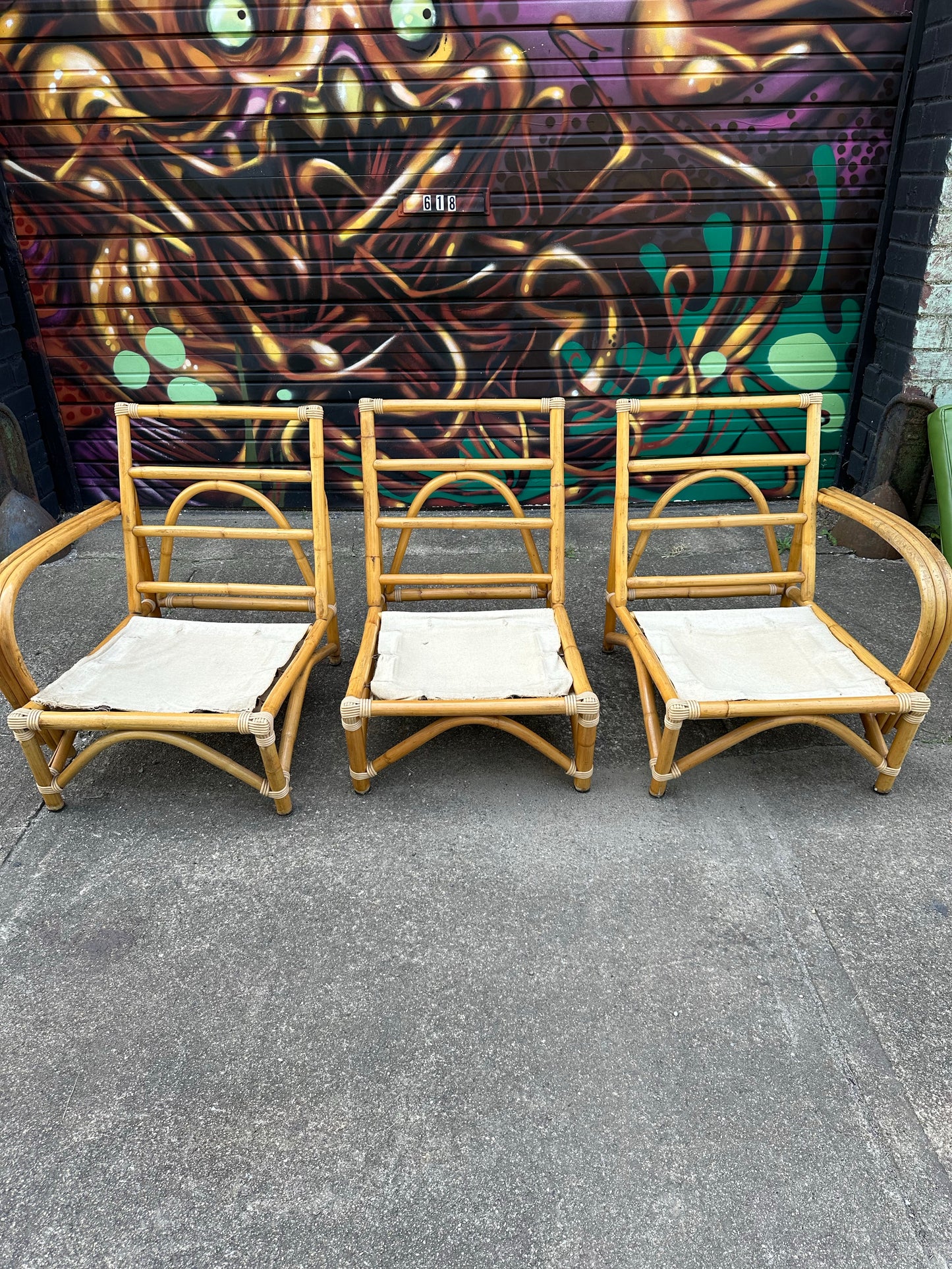 Mid Century Modern Bamboo Sectional Sofa