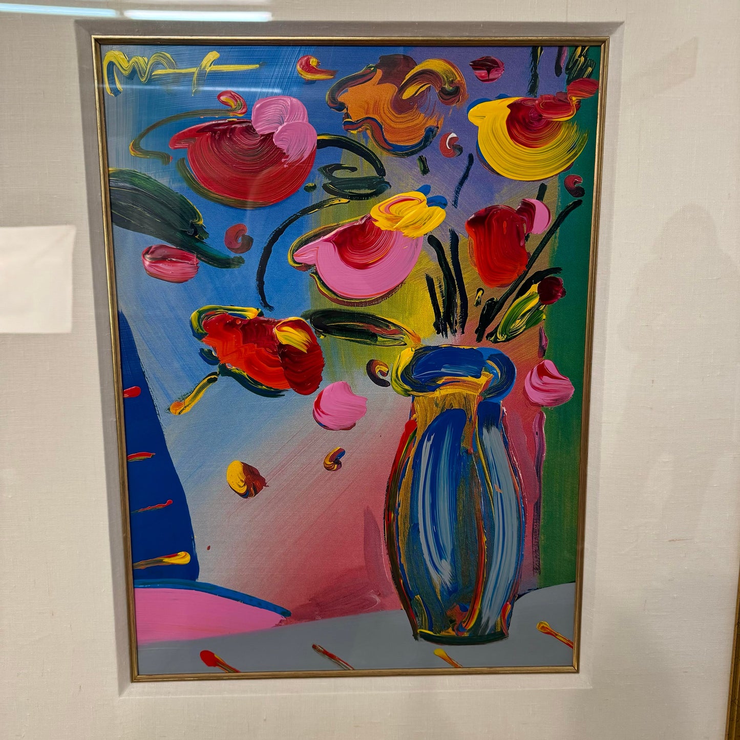 Peter Max, Faciliti-Link: Flowers, Mixed Media Painting With Acrylic and Lithography on Paper