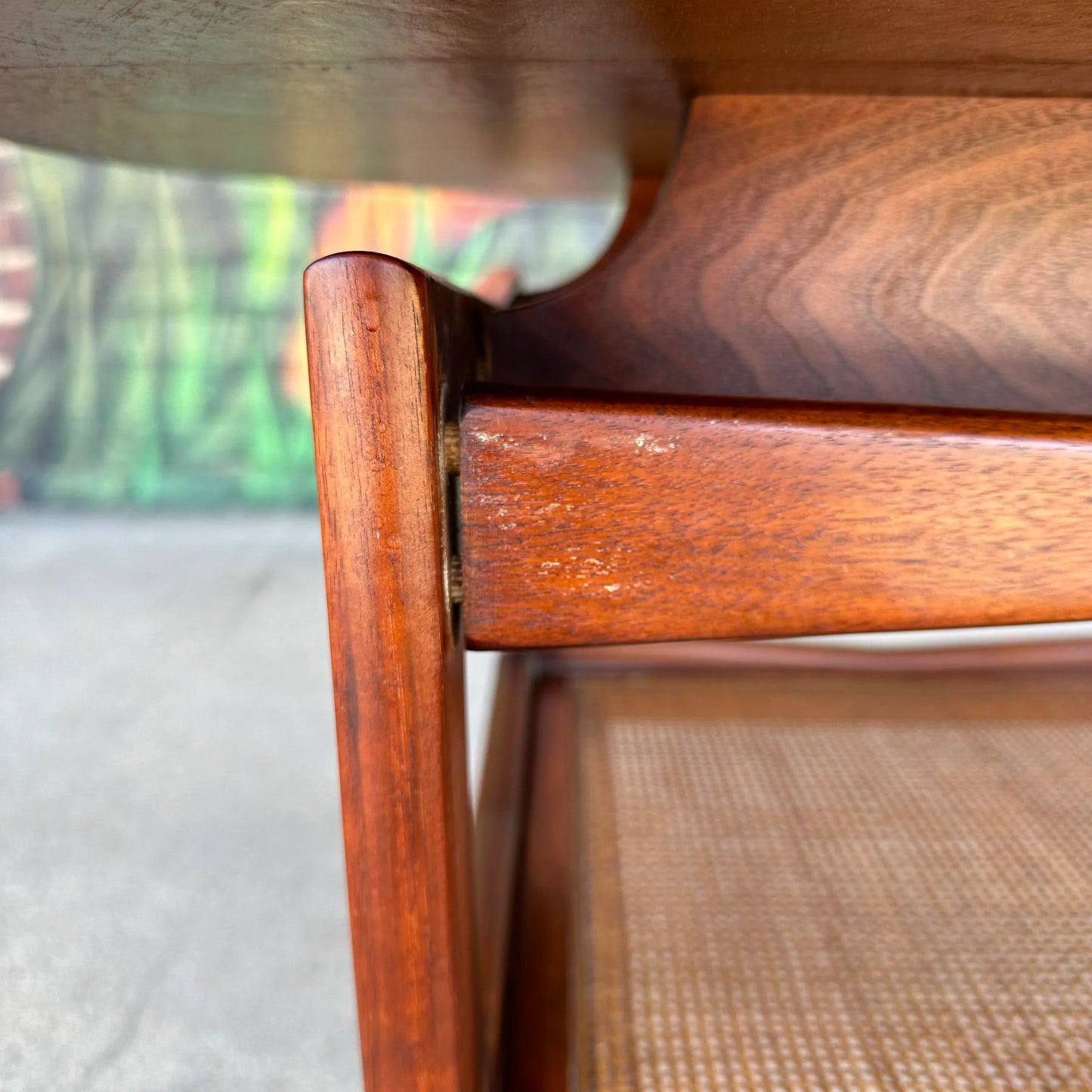 Jens Risom Two Two-Tiered Caned Side Table