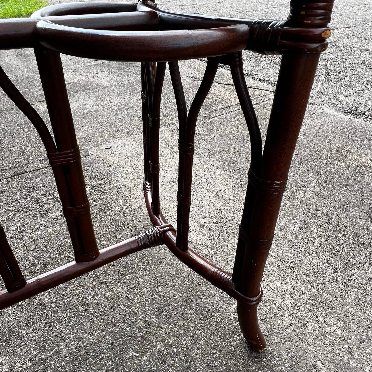 1970s Bamboo Rattan and Glass Console Table