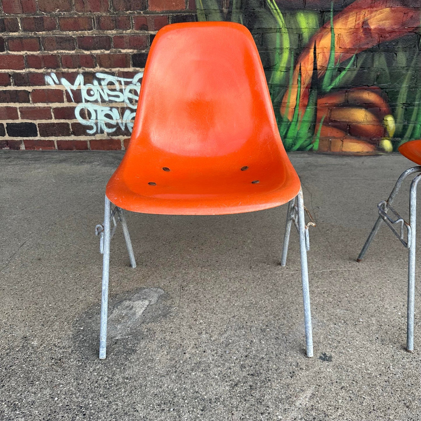 Orange Eames Shell Chairs for Herman Miller