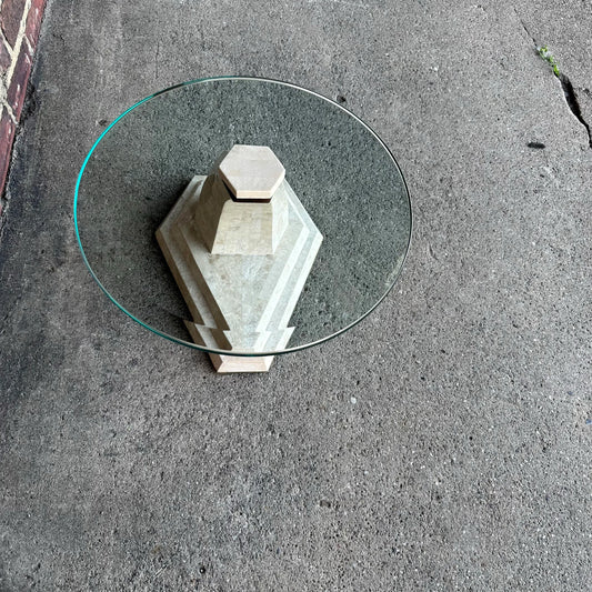 Maitland Smith Glass and Tessellated Marble Side Table