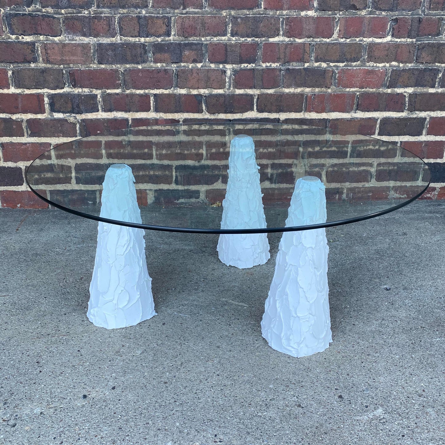 1980s Plaster and Glass Top Coffee Table