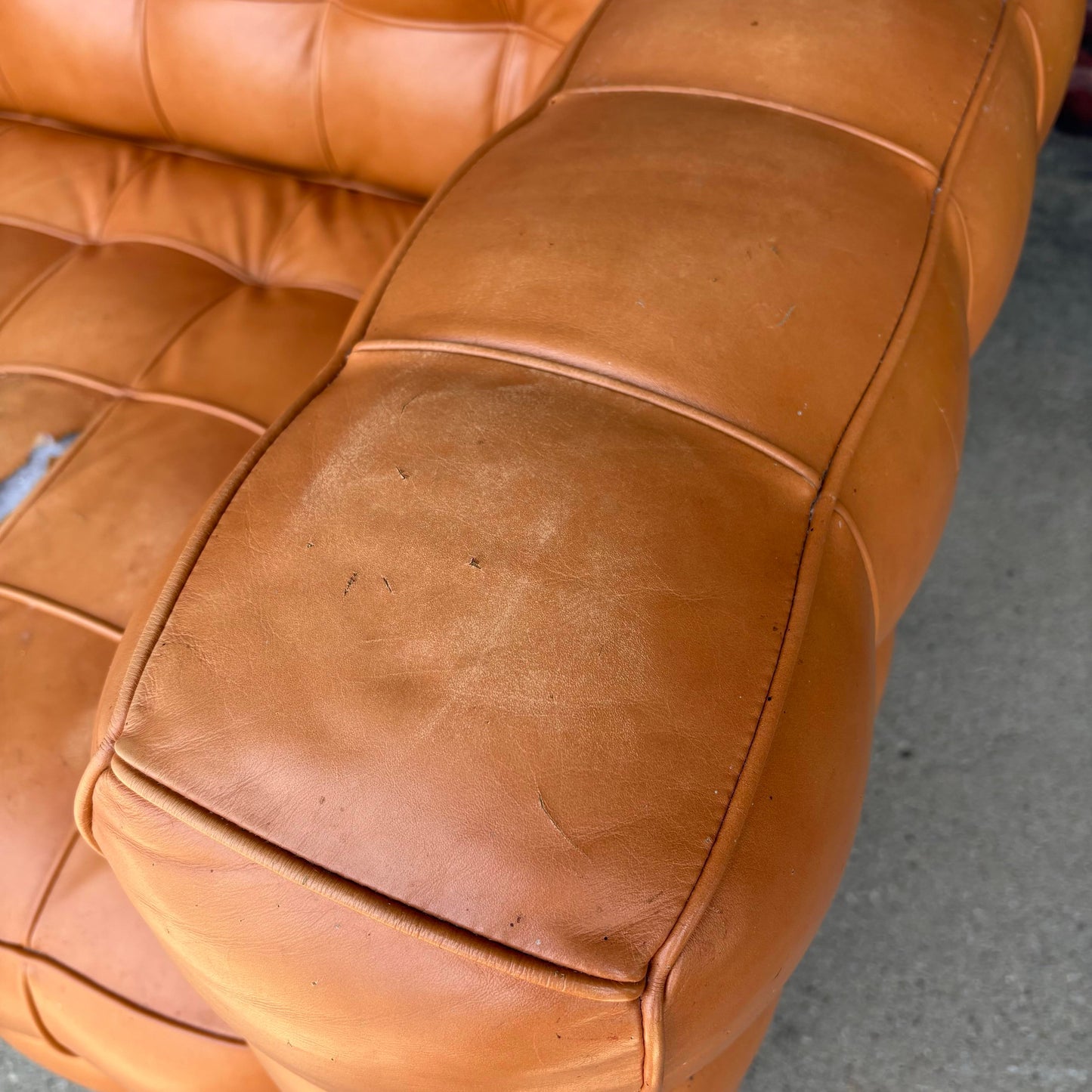 Josef Hoffman "Kubus" Sofa for Wittman Mid-Century Modern Tufted Leather