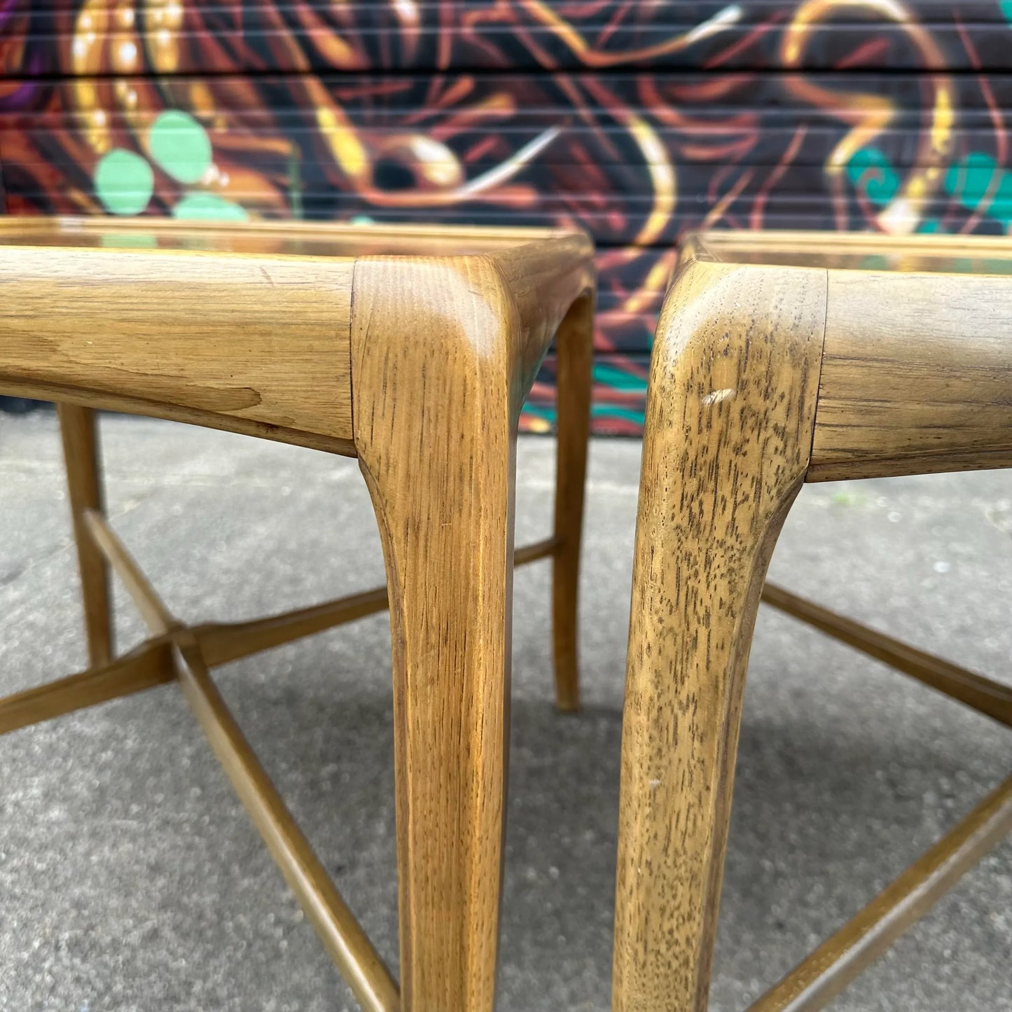 Pair of Thomasville End Tables Bentwood Legs Gibbings Feel