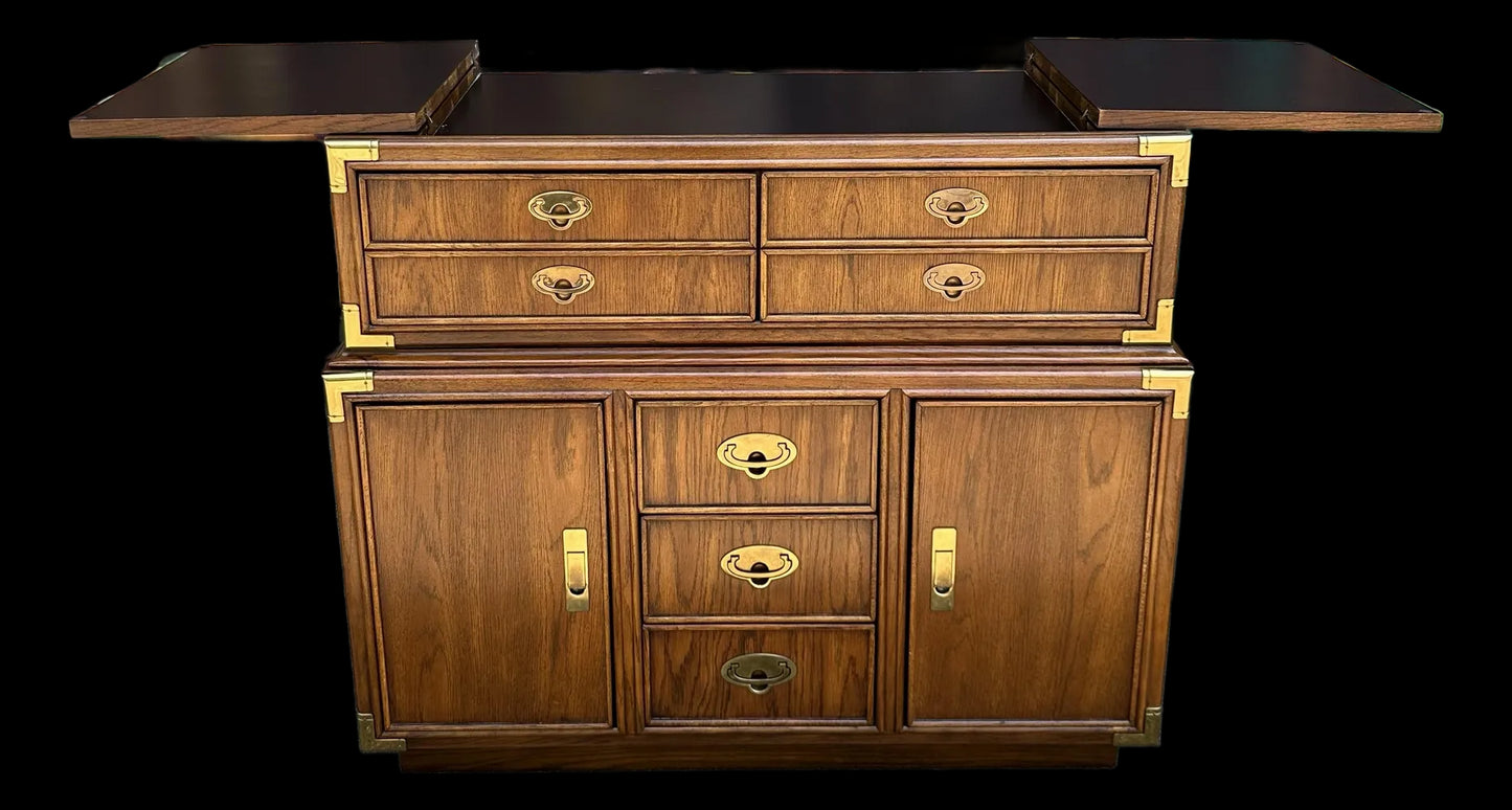 Lexington Campaign Style Pecan and Brass Dry Bar