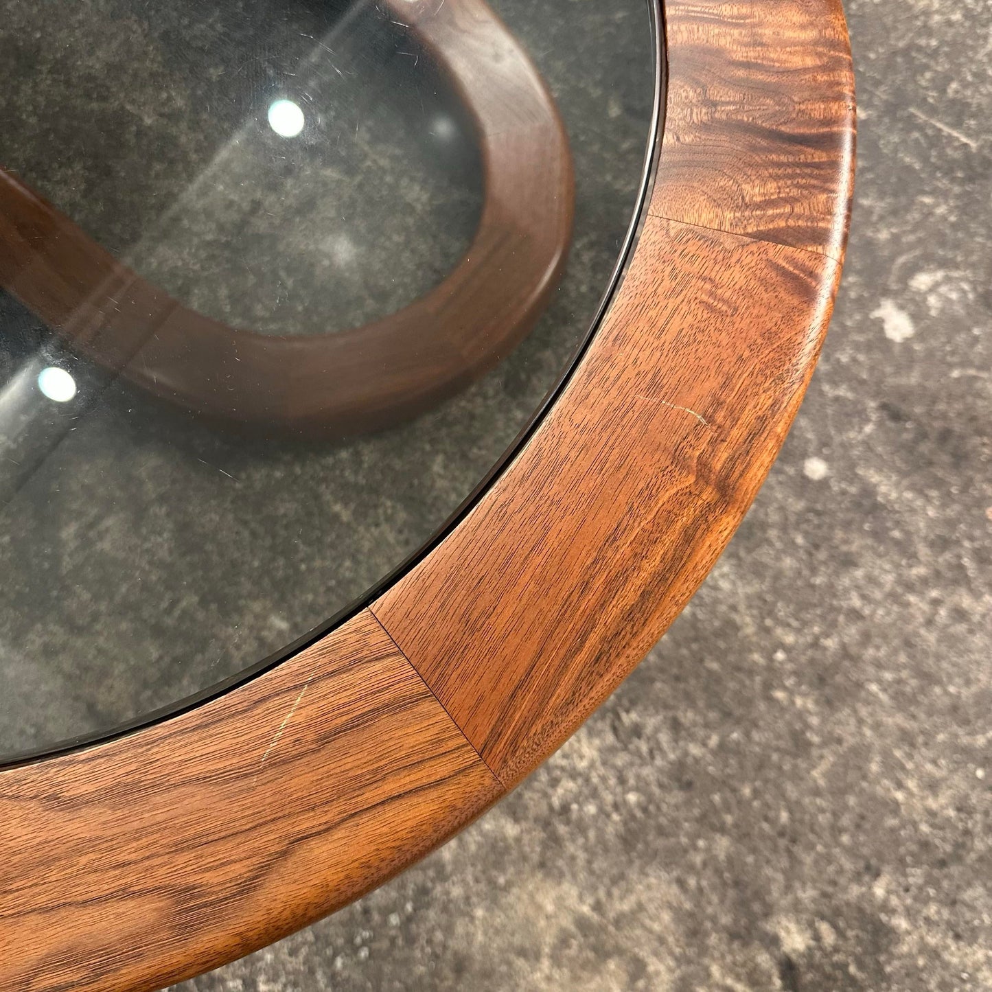 Biomorphic Walnut and Glass Studio Coffee Table by Ben Mack