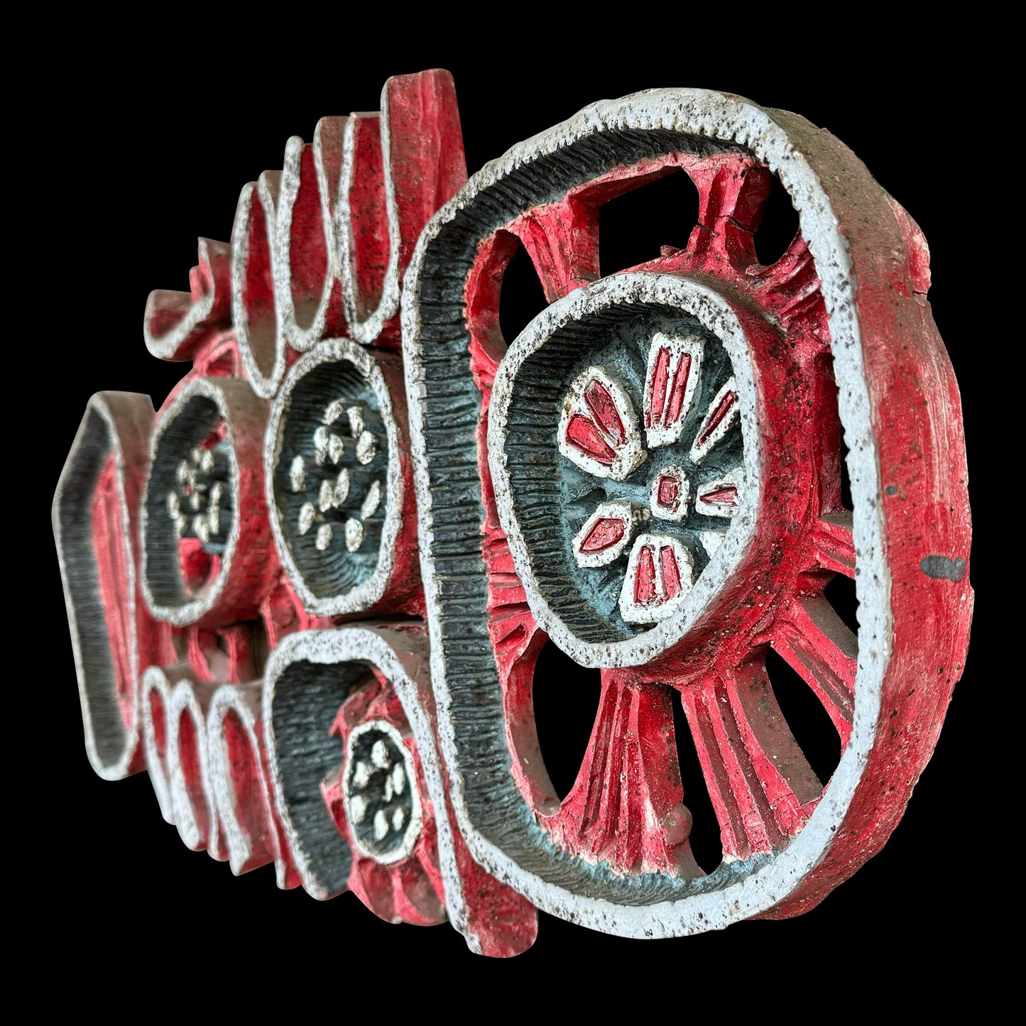 Ceramic Abstract Sculpture Mounted on Wood by Brain Heard Wall Art