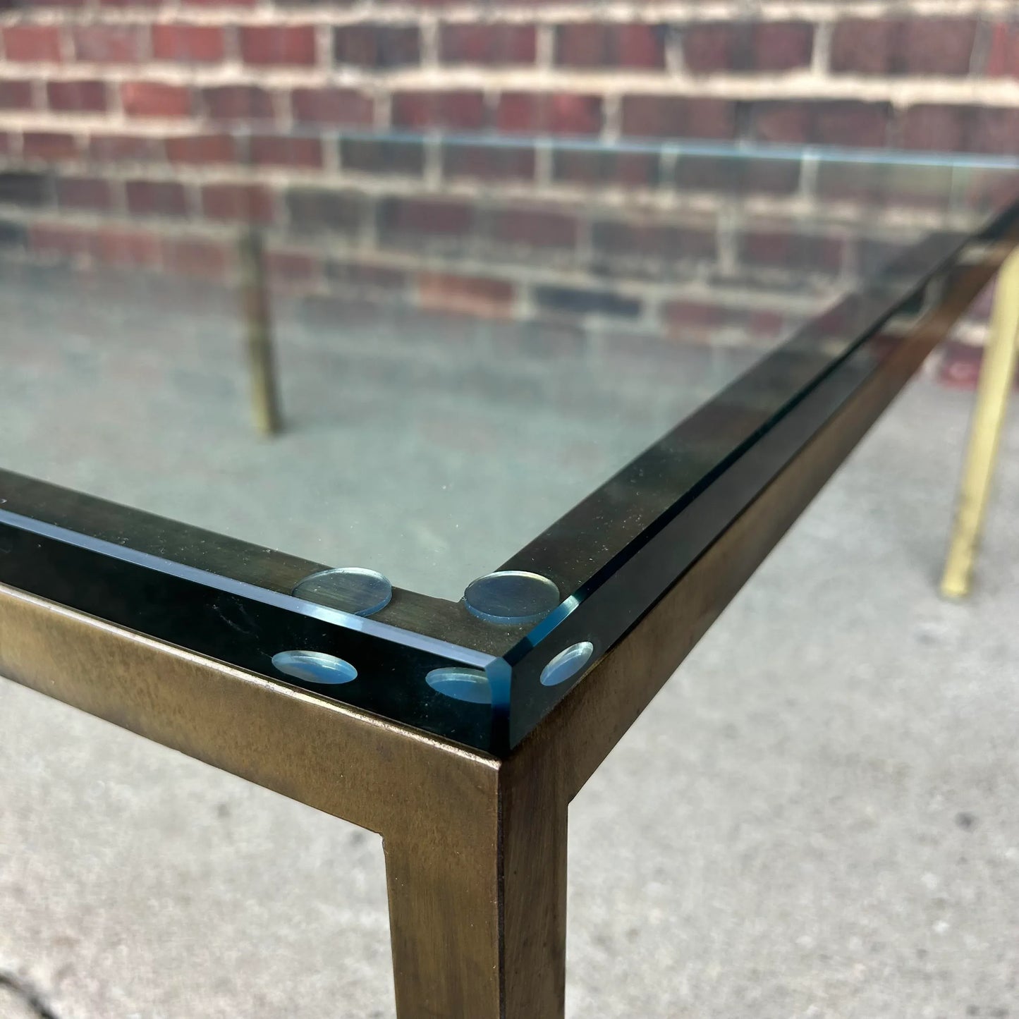 Mid Century Modern Square Bonze and Glass Coffee Table Knoll Style