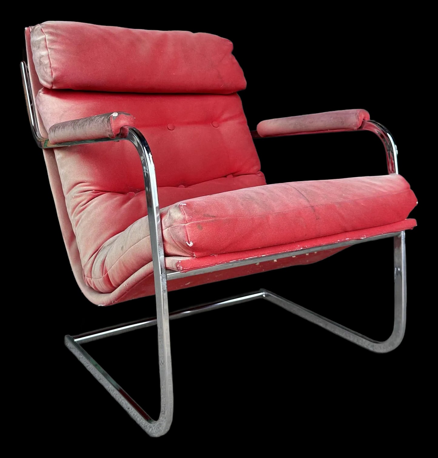 Mid Century Modern Milo Baughman Style for Carson Inc. Chrome Cantilever Lounge Chair