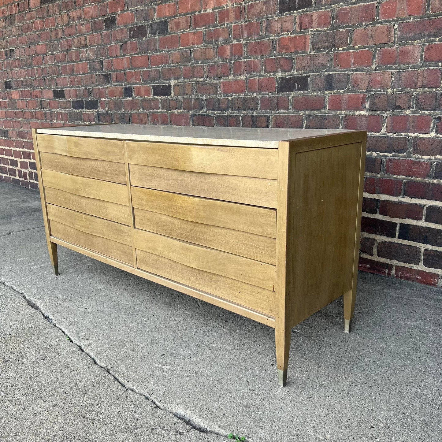 American of Martinsville Travertine Top Dresser