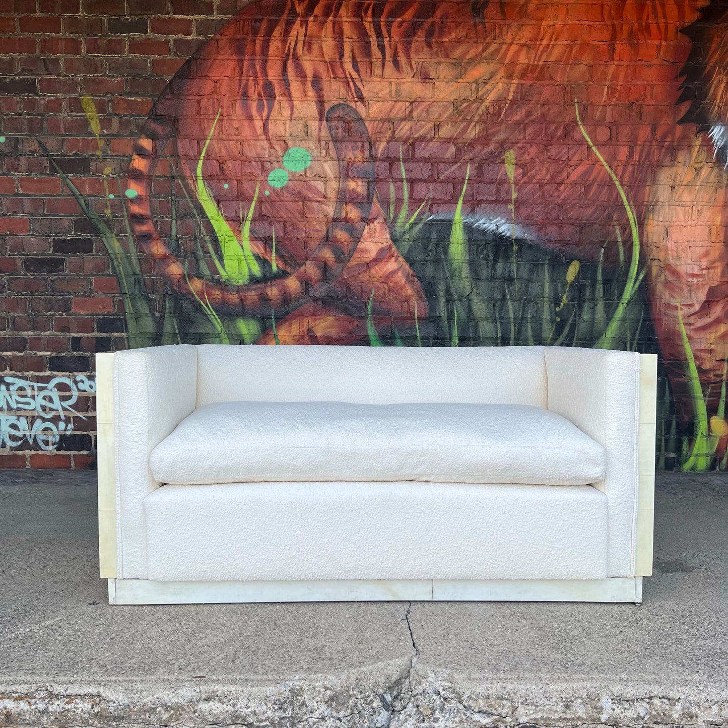Karl Springer Goat Skin Wrapped Loveseat