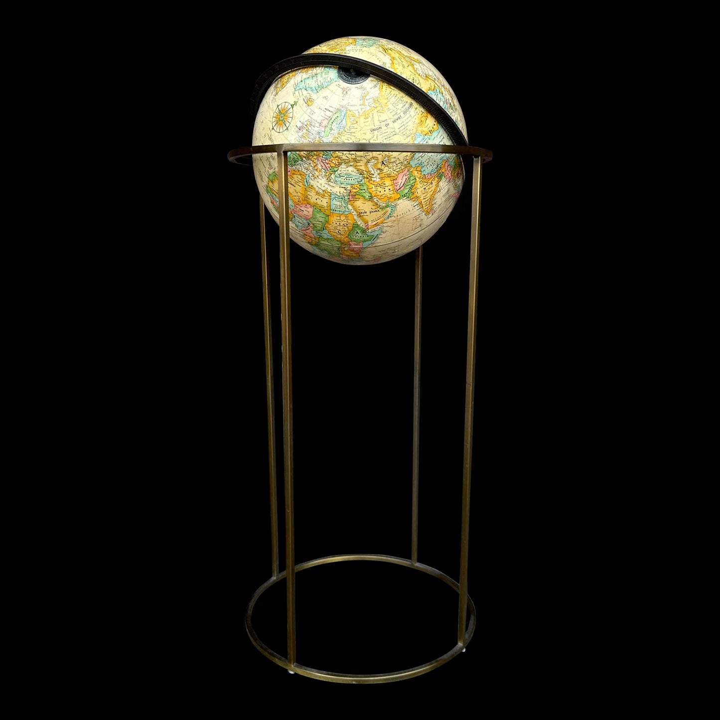 Paul McCobb Style Globe on Brass Stand