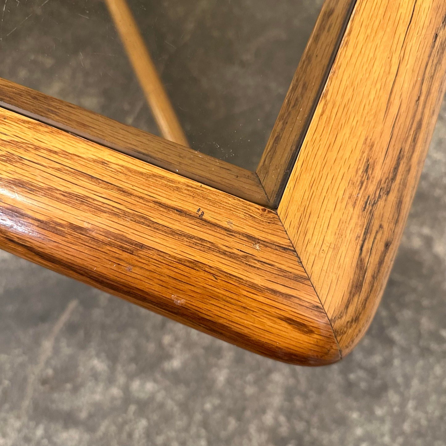 Mid Century Modern Lane Perception Smoked Glass Top and Oak Coffee Table