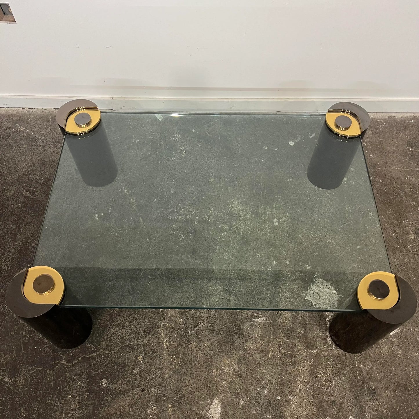 Karl Springer Postmodern Glass Top Coffee Table