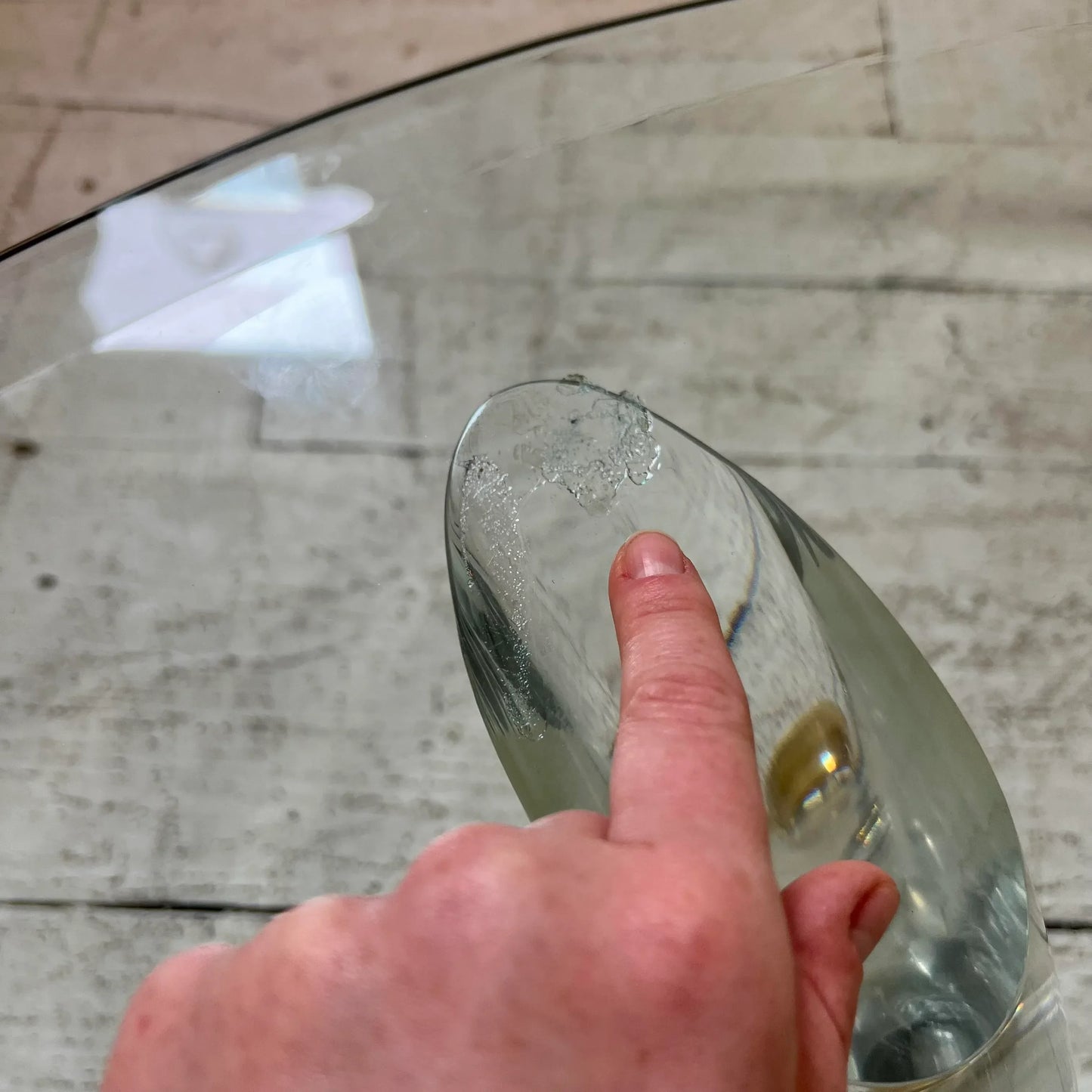 Karl Springer Style Post Modern Circular Glass Coffee Table Lucite and Brass