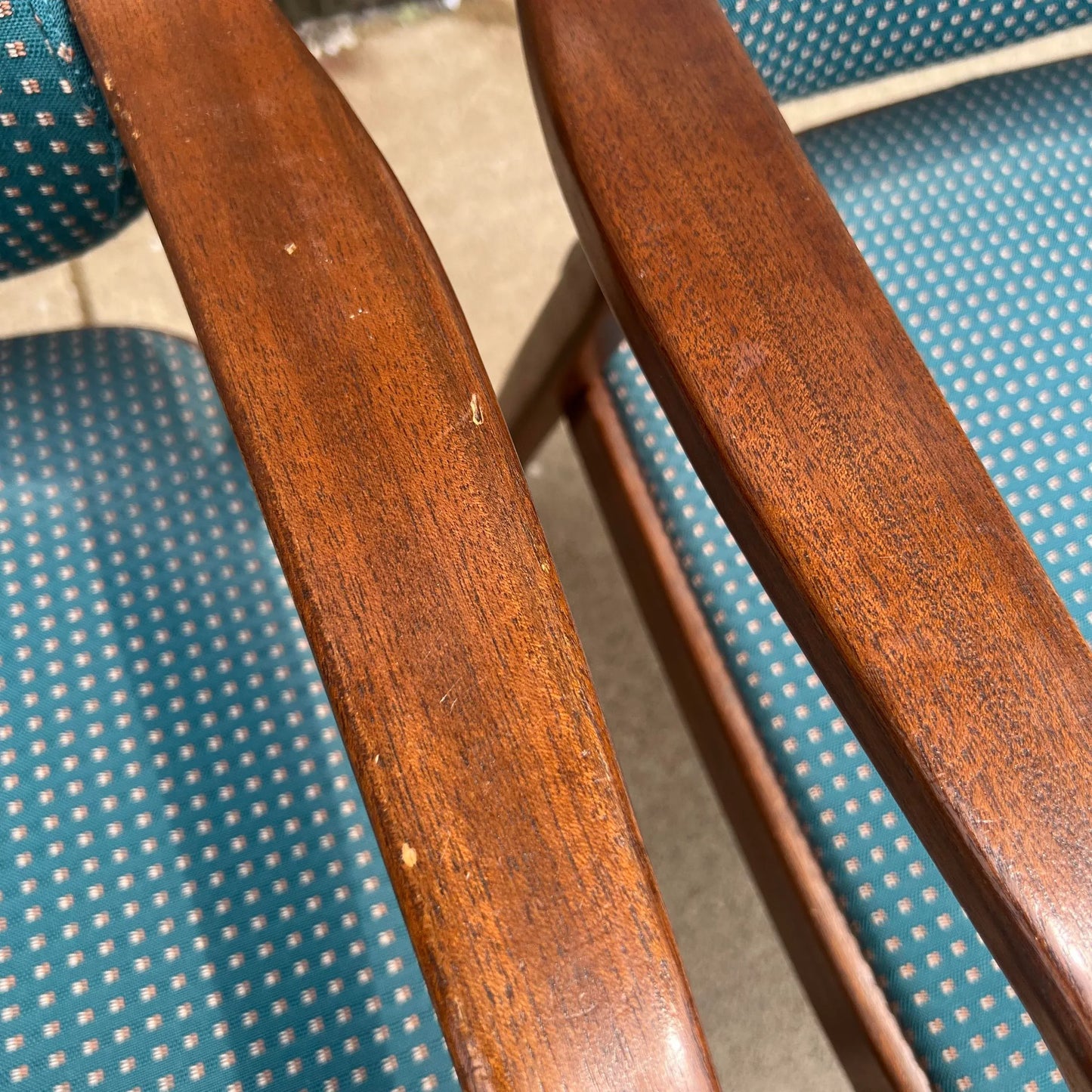 Pair of Bentwood Office Chairs by Don Pettit for Knoll Blue and White Fabric