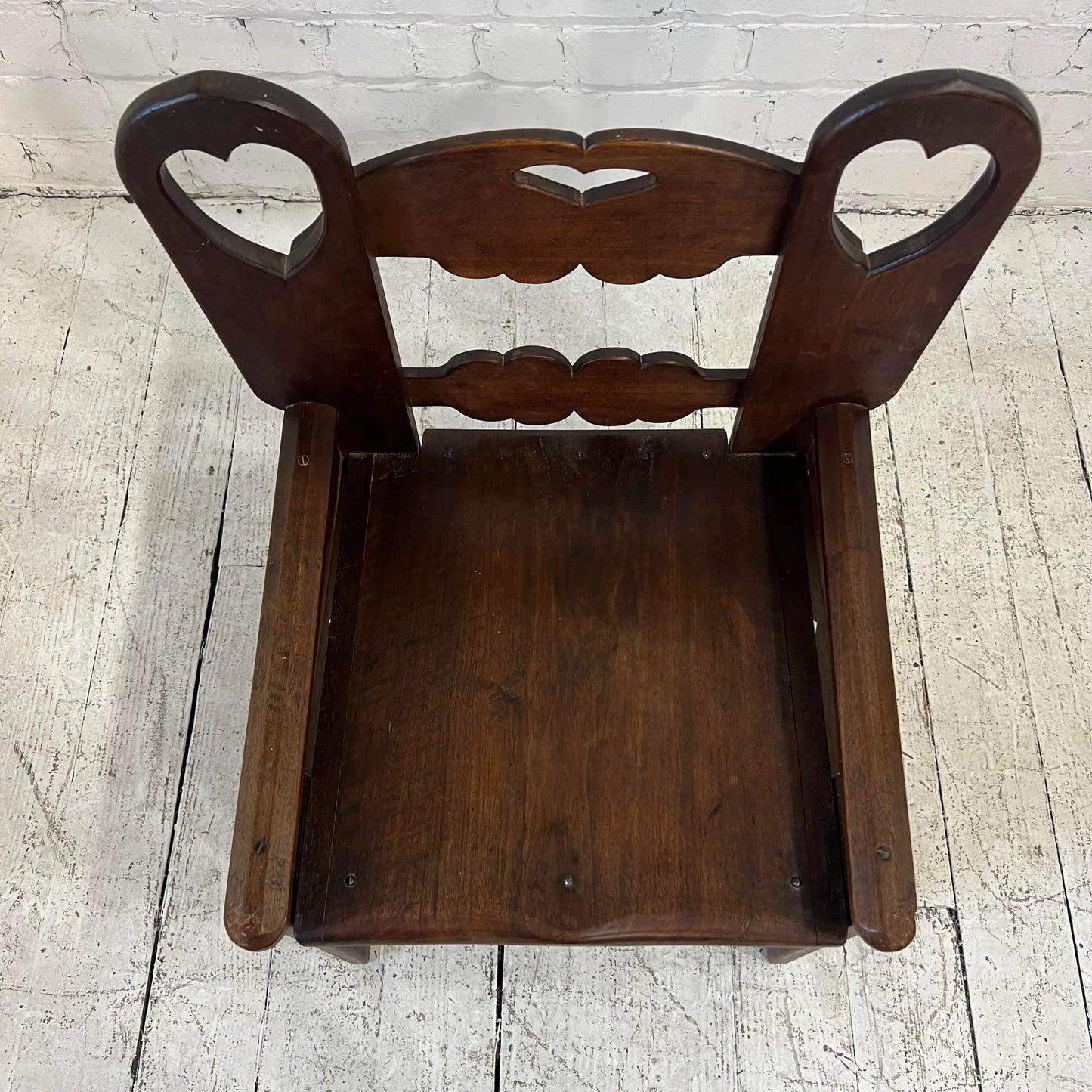 Folk Art Wooden Chair With Great Lines and Shape.