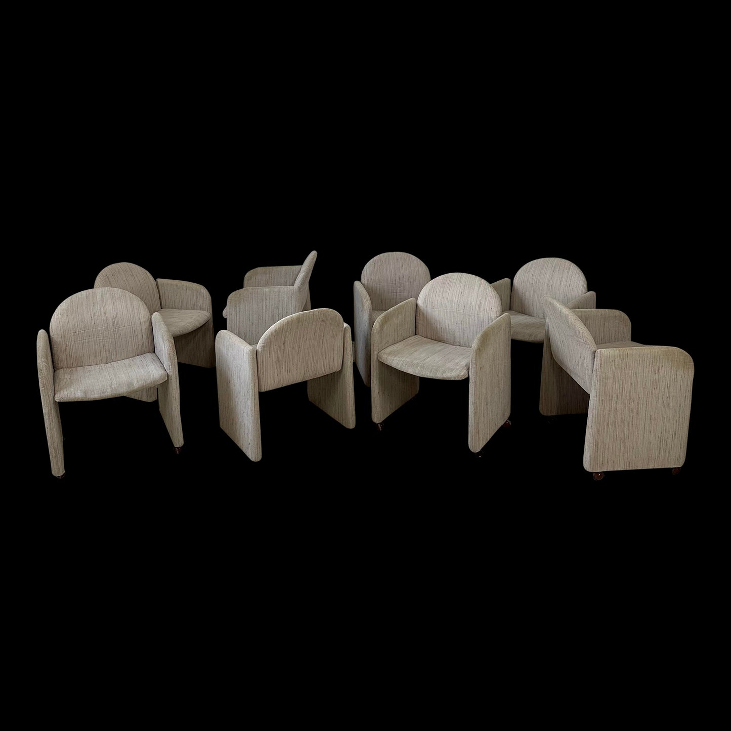 Set of 8 1980s Dining Chairs by Collier Milo Baughman Style