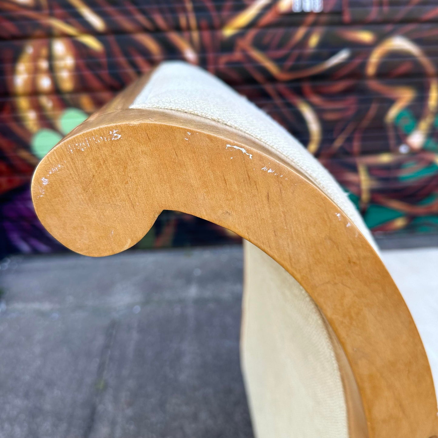 Oversized Sleigh Arm Deco Style Chair Bench