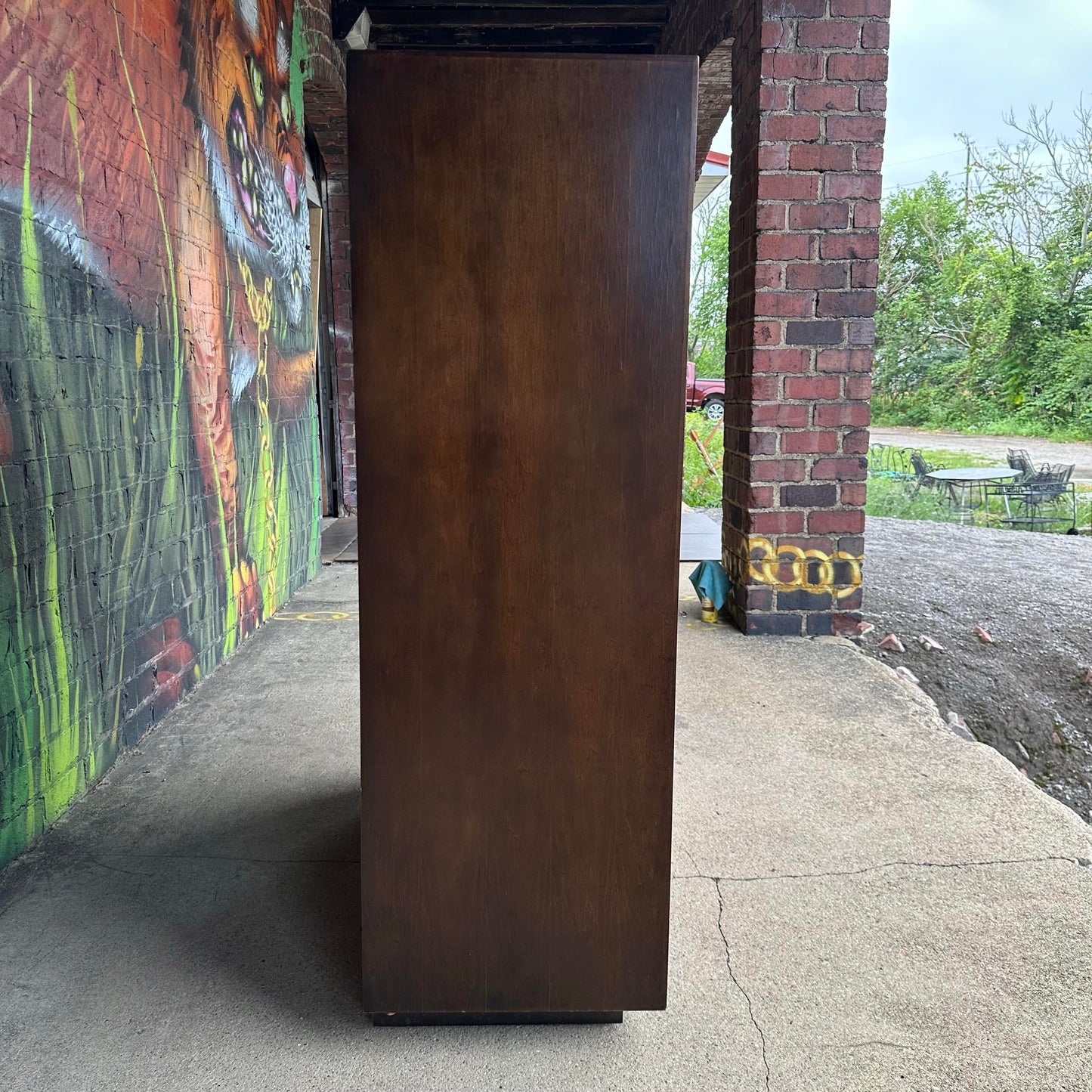 Century Furniture Burlwood and Brass Armoire Highboy Wardrobe Mid Century Modern