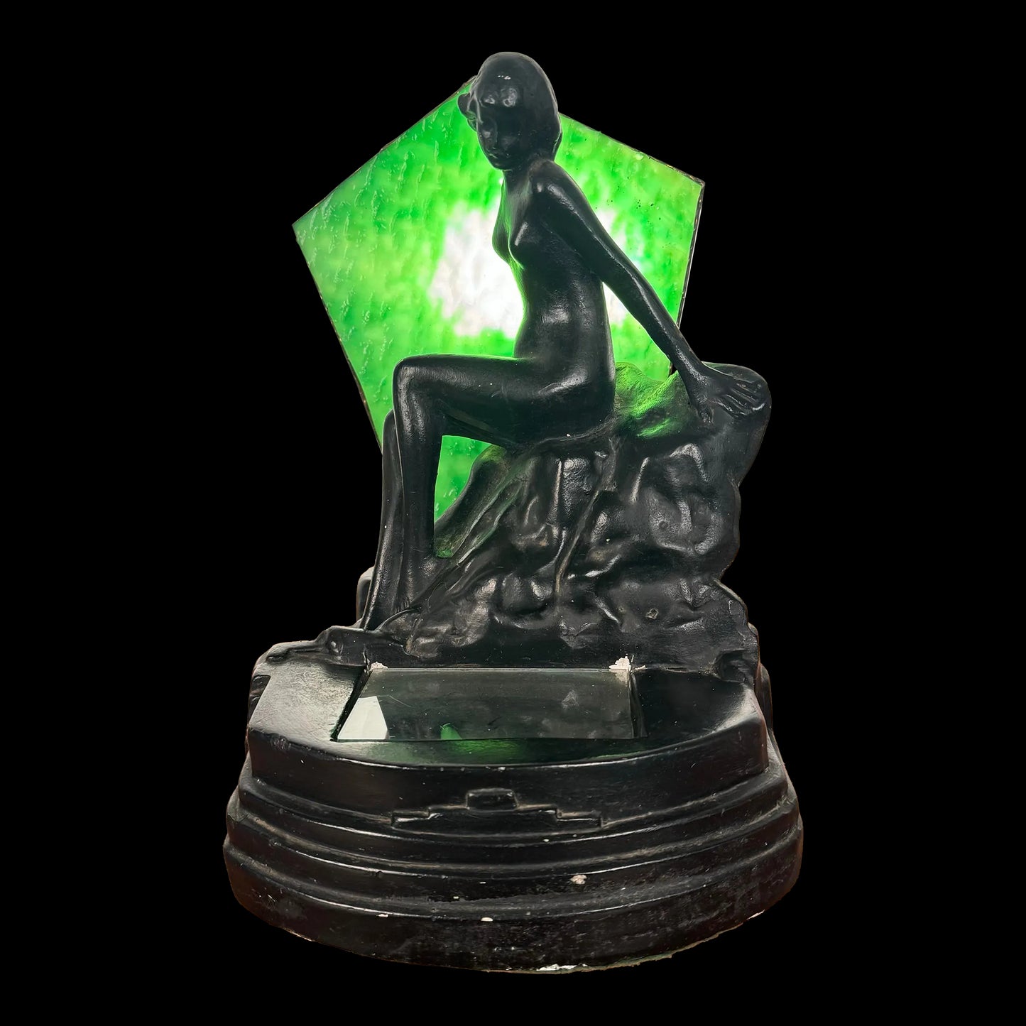 Art Deco Nude Figure Stained Glass Table Lamp